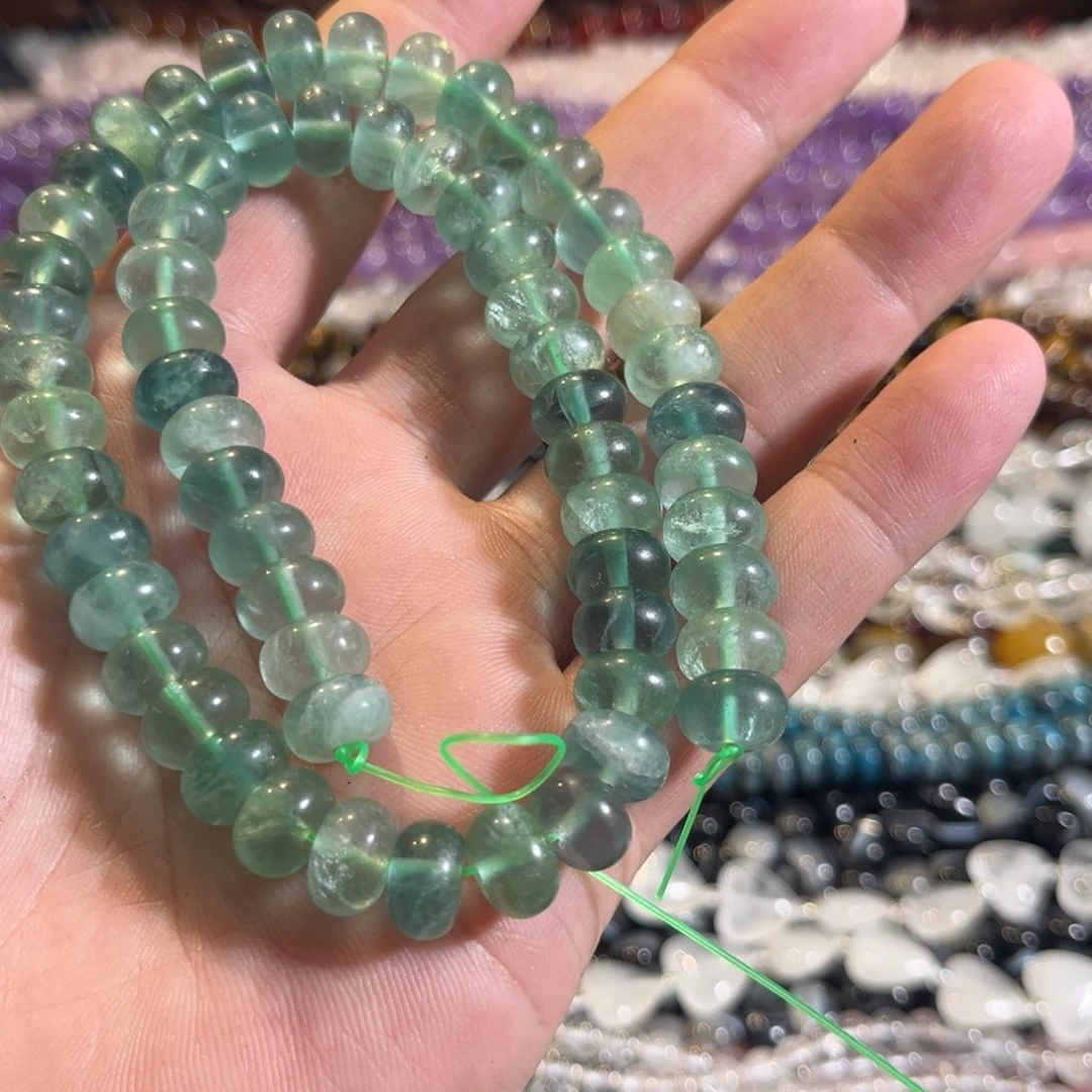 未镶嵌玛瑙/玉髓珠宝半成品绿萤石水晶算盘一条10mm