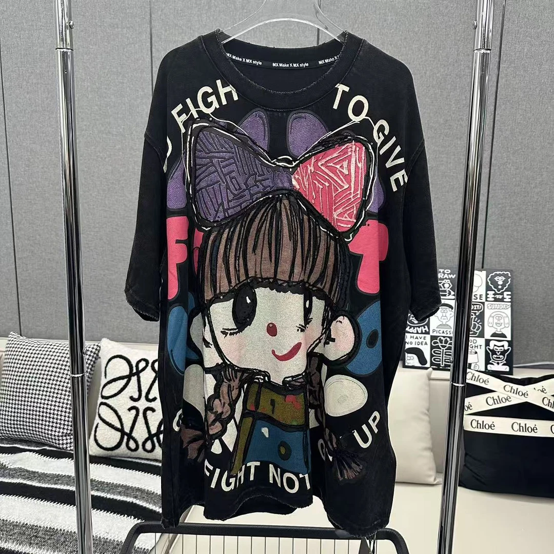 【娜娜推荐】37900潮牌设计师百搭卡通图案短袖上衣