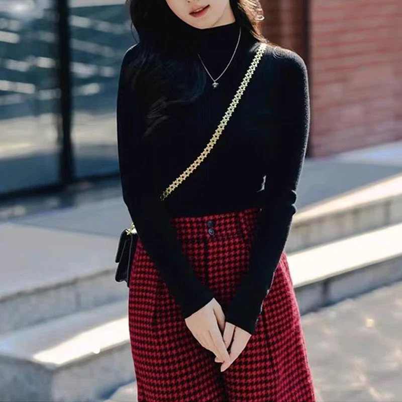 【商场同款】2025女装春秋百搭半高领针织衫打底衫袁衣都舍1399770