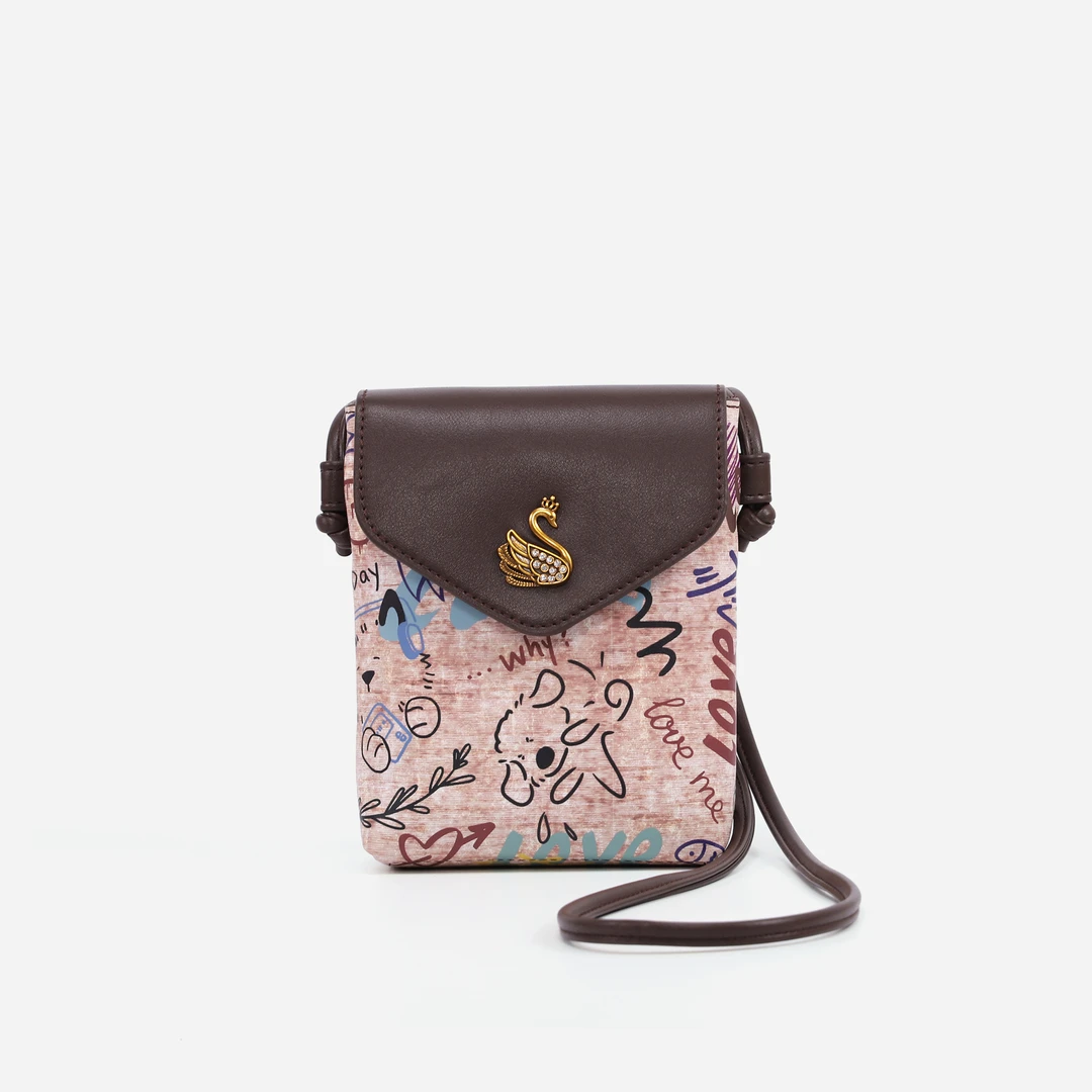 涂鸦印花女士休闲百搭斜挎手机包DS24116905涂鸦色