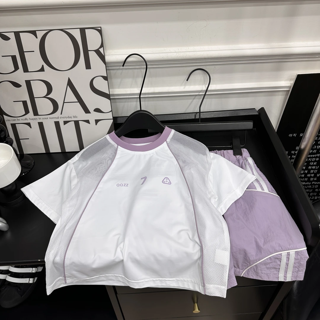 男童套装夏薄款运动衣服中大童男孩夏季痞帅短袖裤球衣两件套速干