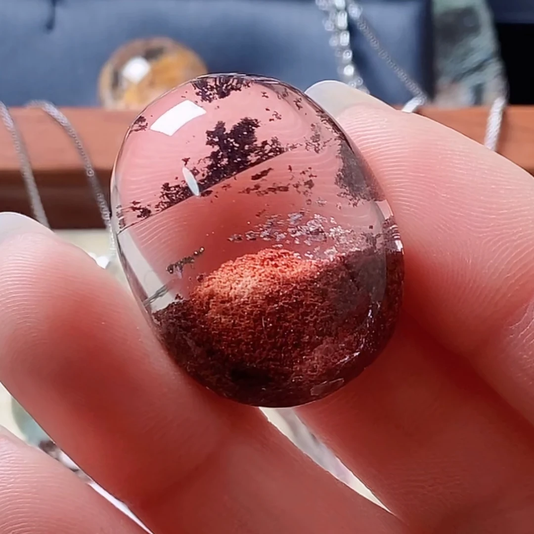 非金属皮质吊坠 红幽半盆项链