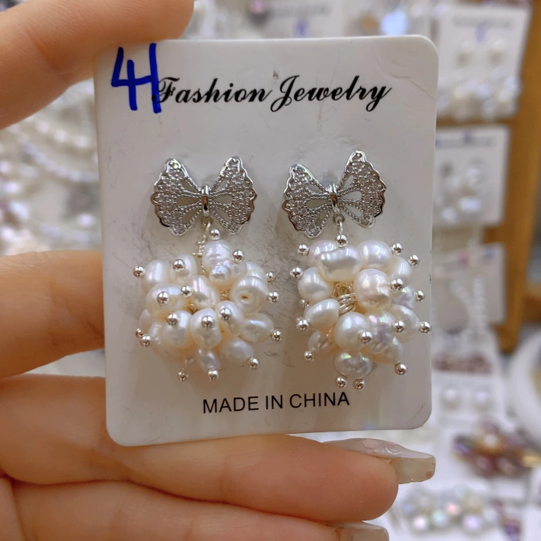 淡水珍珠耳饰银S925镶嵌