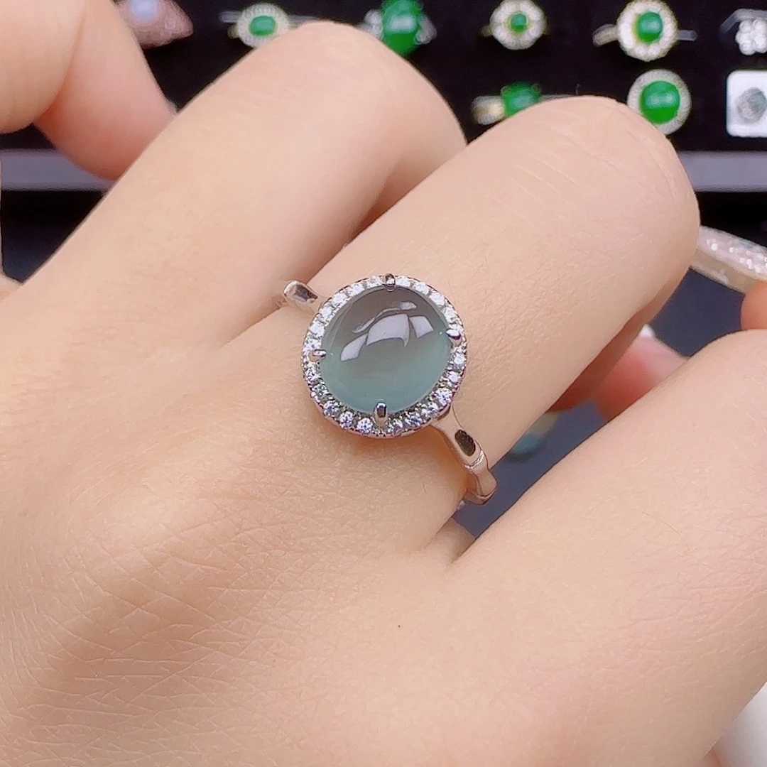 翡翠戒指银S925镶嵌1111