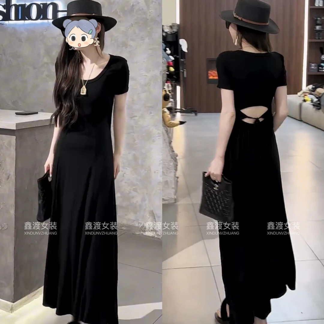 2025春夏新款时尚显瘦气质女士网红洋气连衣裙百搭款D6829