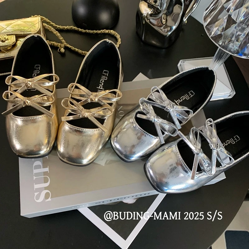 女童儿童百搭洋气蝴蝶结鞋子