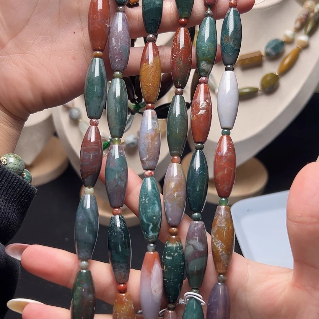 玛瑙/玉髓合金珠宝半成品w339 11*29m 印度玛瑙天珠一条