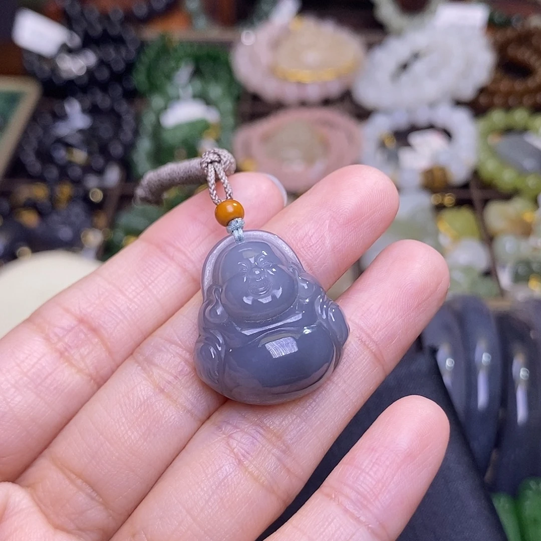 鸽***和田玉未镶嵌颈饰浓烟紫佛公