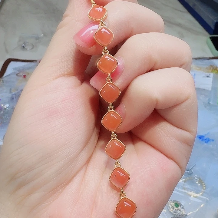 手链银S925镶嵌南红玛瑙