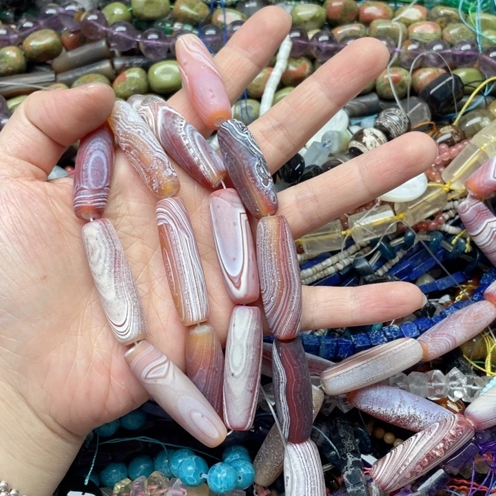 玛瑙/玉髓合金珠宝半成品一条10x39m奶皮天朱