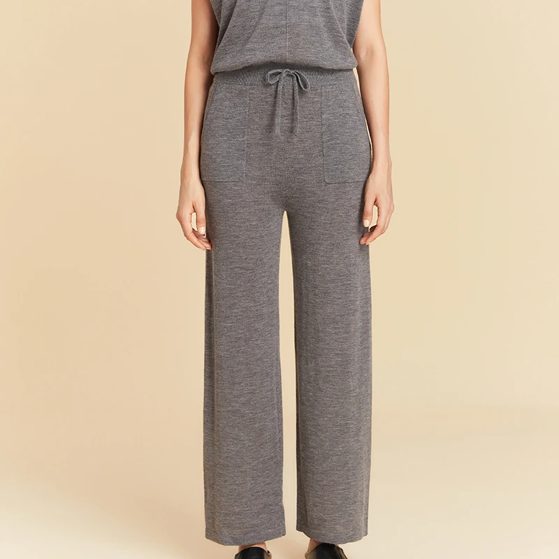 春夏中腰休闲裤子女阔腿裤修身显瘦气质百搭微喇裤长裤