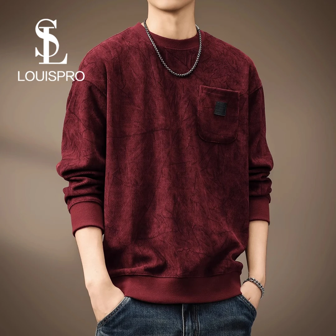Louispro高级感软糯保暖加绒卫衣男冬季美式宽松满印花休闲男