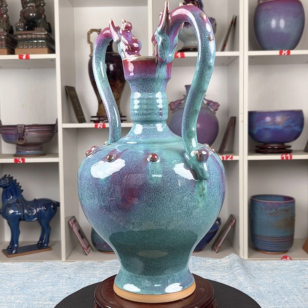 瓷片知****乐双龙瓶摆件工艺品