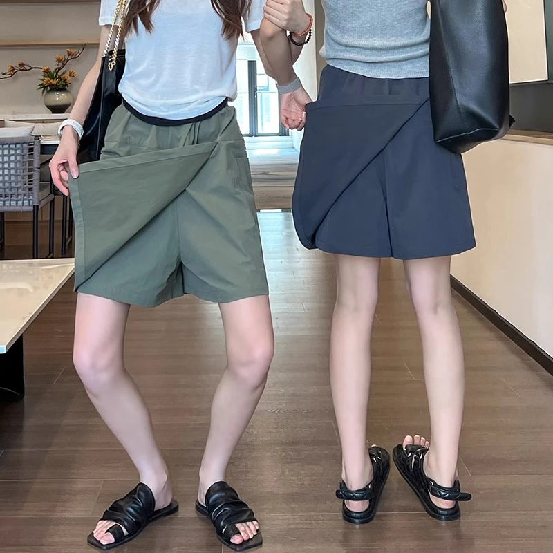 工装裙裤女夏季薄款2025新款小个子a字半身裙高腰垂感休闲阔腿裤