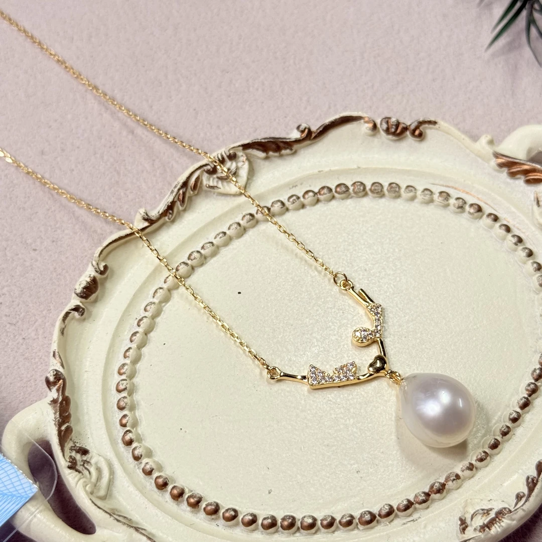 【六六中古】孤品简约海水珍珠s925吊坠ew3032带链珠子11.8