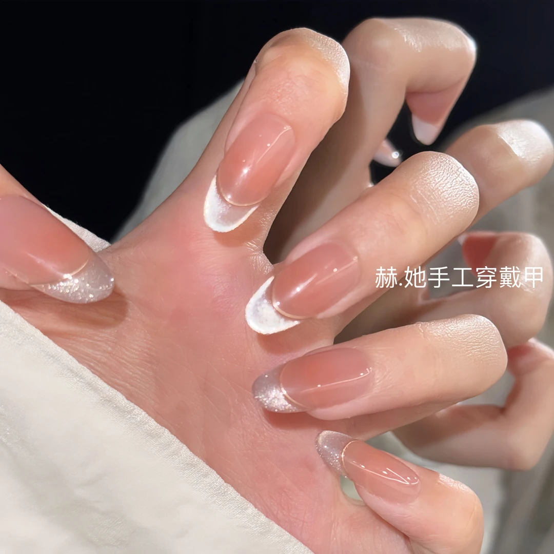 【云纱丝带】爆闪温柔千金氛围溜边纯手工显白高级纯欲穿戴甲