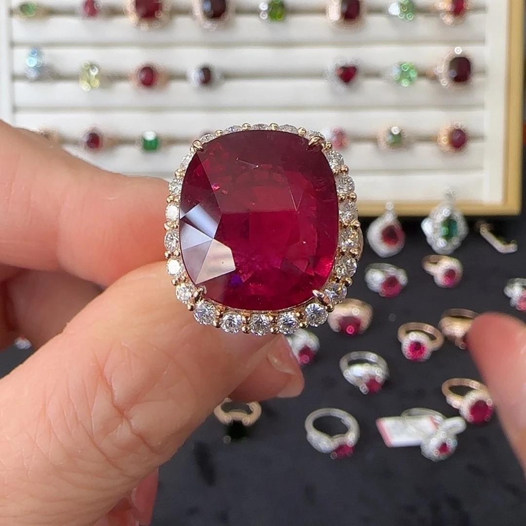 碧玺戒指18K金镶嵌20.55ct