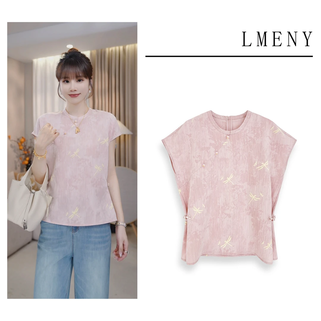 LMENY诗情婉转～新中式斜襟设计感收腰显瘦百搭小衫25BC049