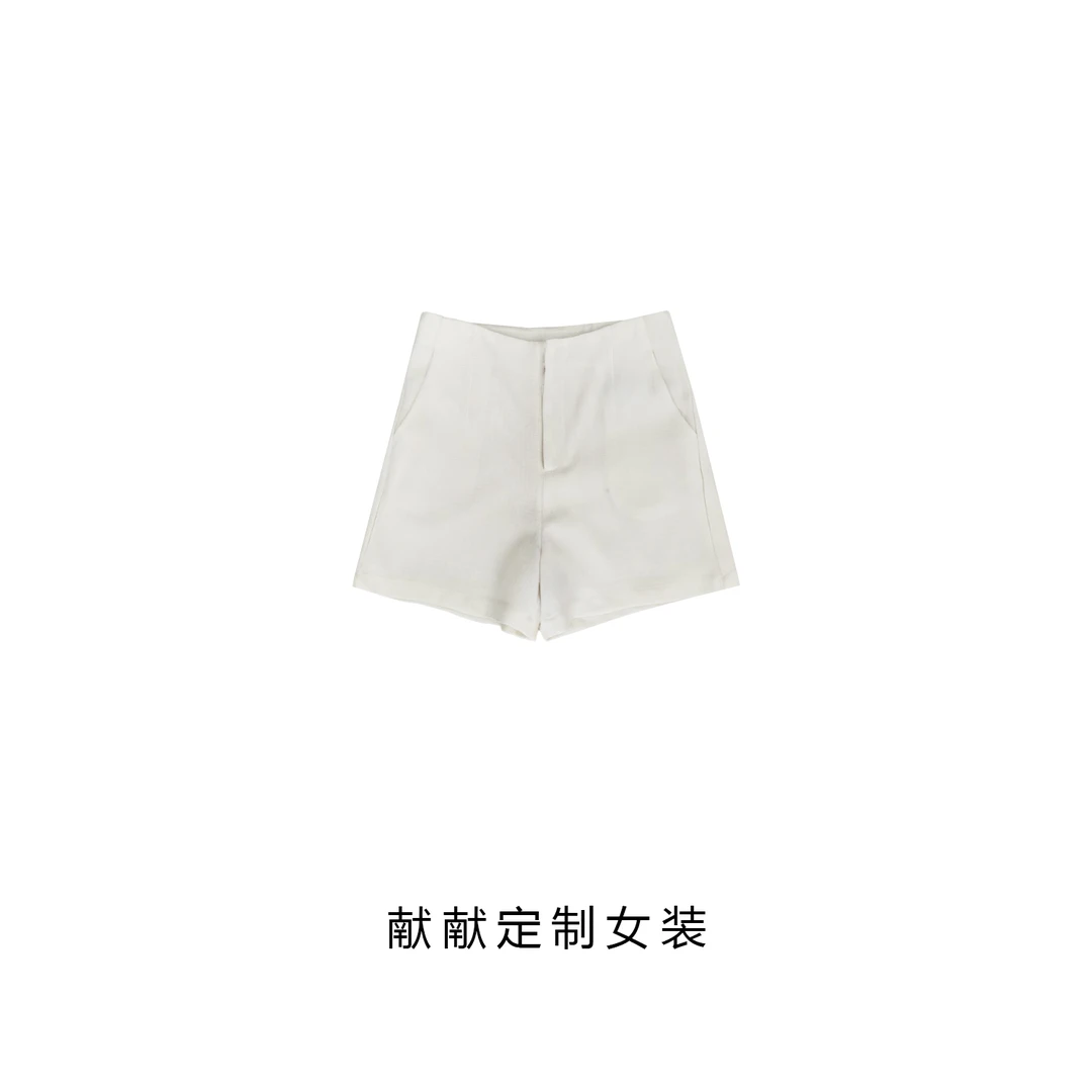 气质百搭 好穿不挑人 醋酸麻感面料短裤 23-129款轻奢