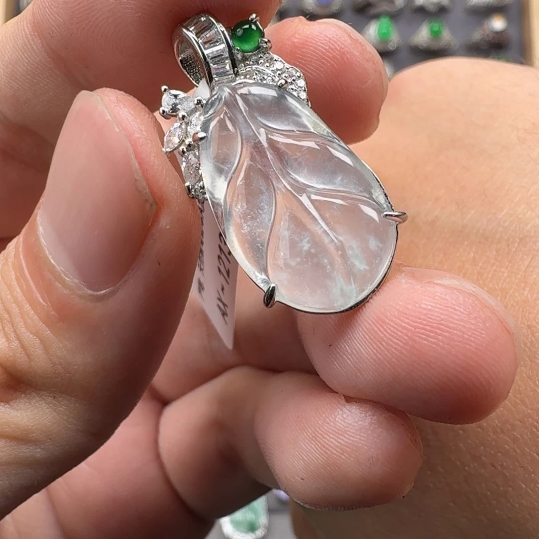 翡翠银S925镶嵌戒指天然缅甸翡翠A货