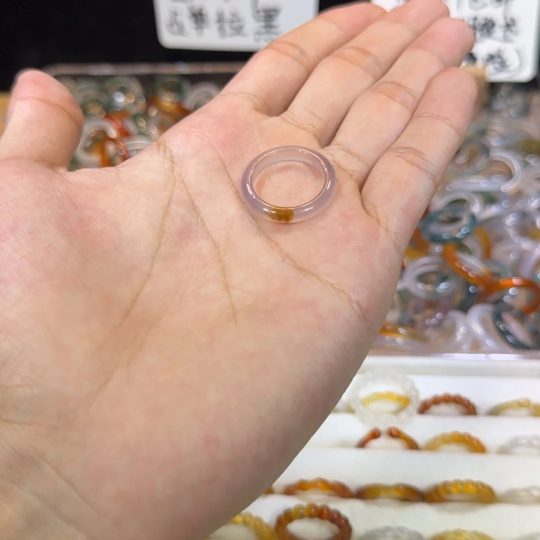 玛瑙/玉髓戒指未镶嵌90号15 圈满9.9包邮有瑕疵