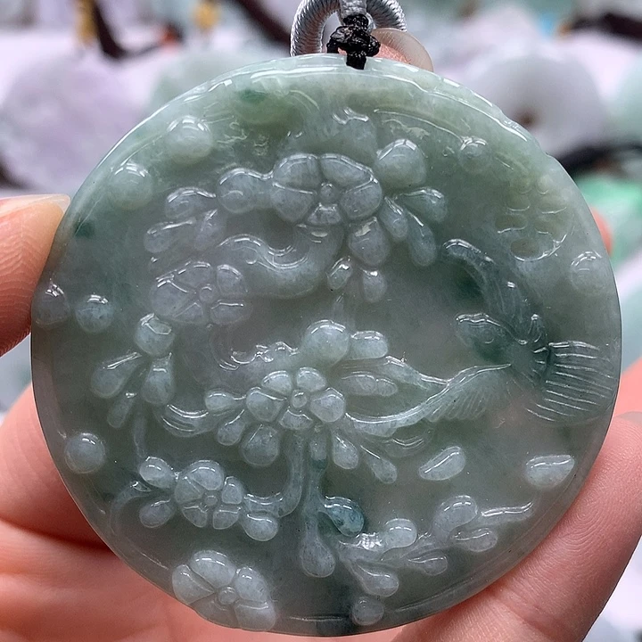 翡翠未镶嵌颈饰鸟语花香福利