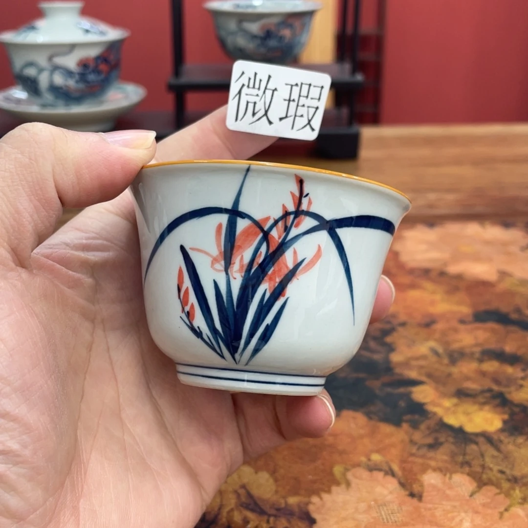 釉下手绘茶具微瑕