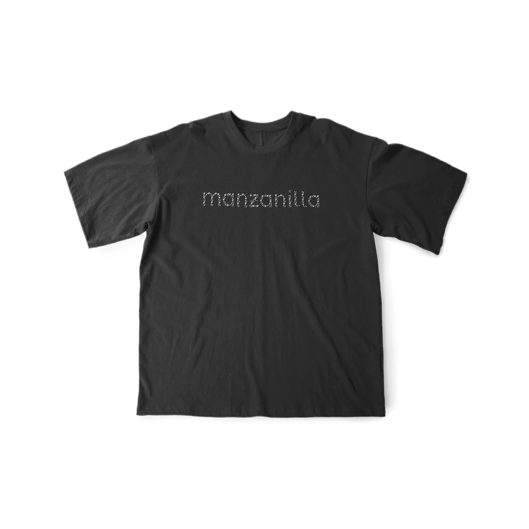 河岸家买手店manzanilla百搭休闲短袖贴钻logo大版T恤25夏新款