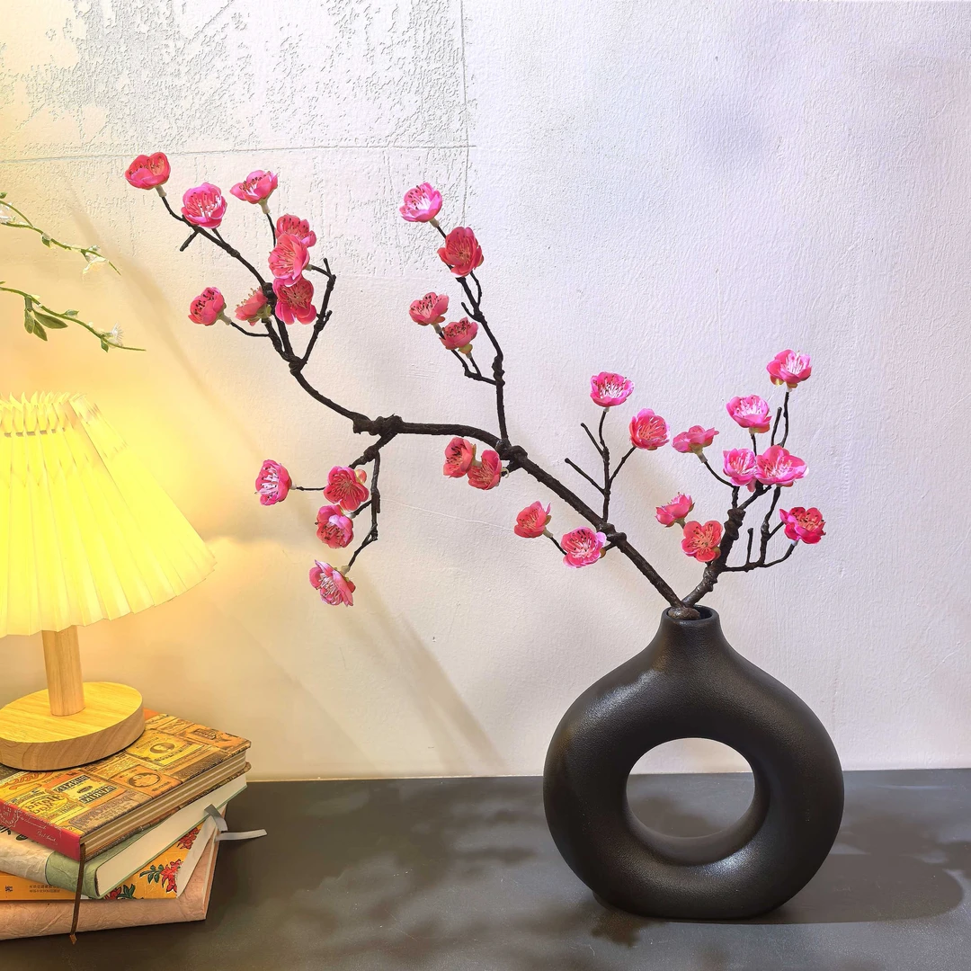 仿真花梅花枝腊梅假花客厅绢花电视柜茶几装饰品中式家居摆件插花