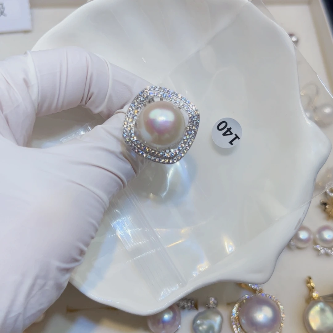 银S925镶嵌淡水珍珠耳饰