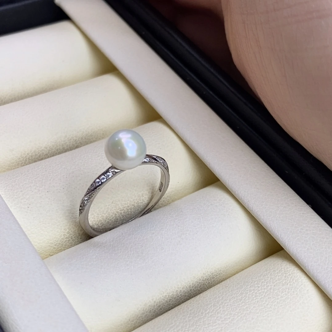 戒指淡水珍珠银S925镶嵌