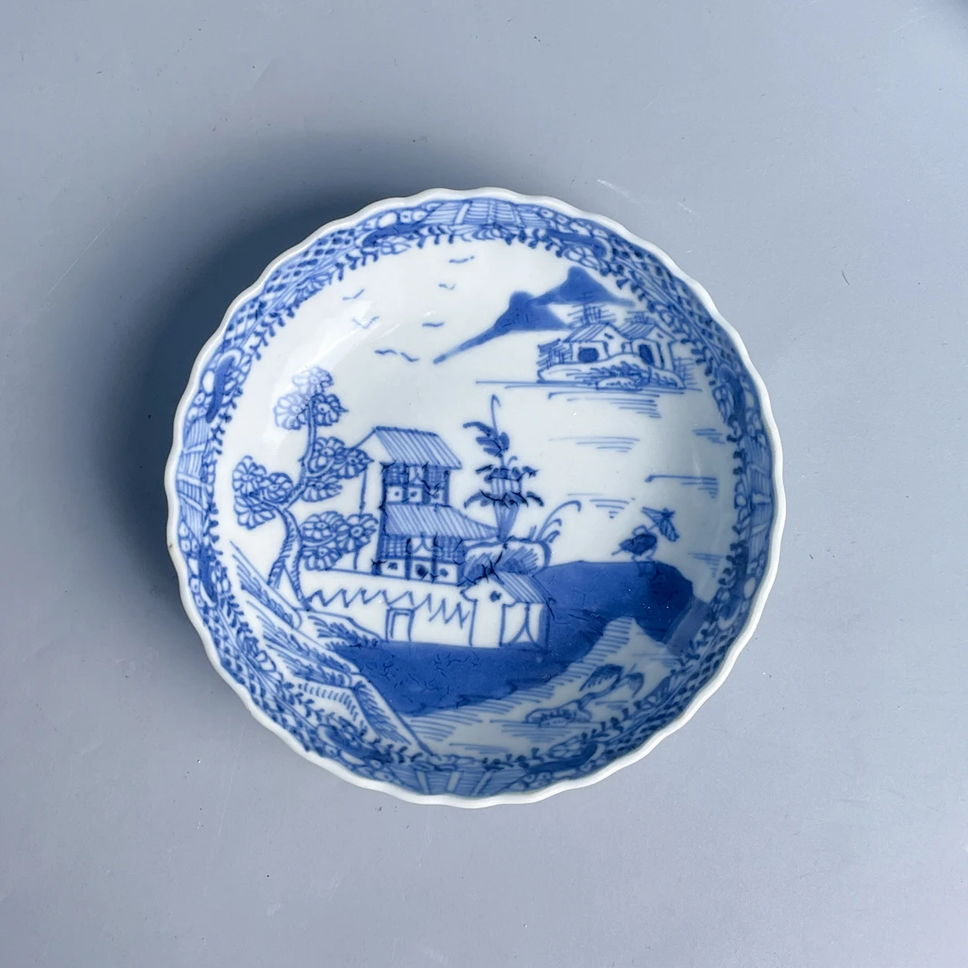 清乾隆 青花庭院山水图纹盘-M25GO005A38