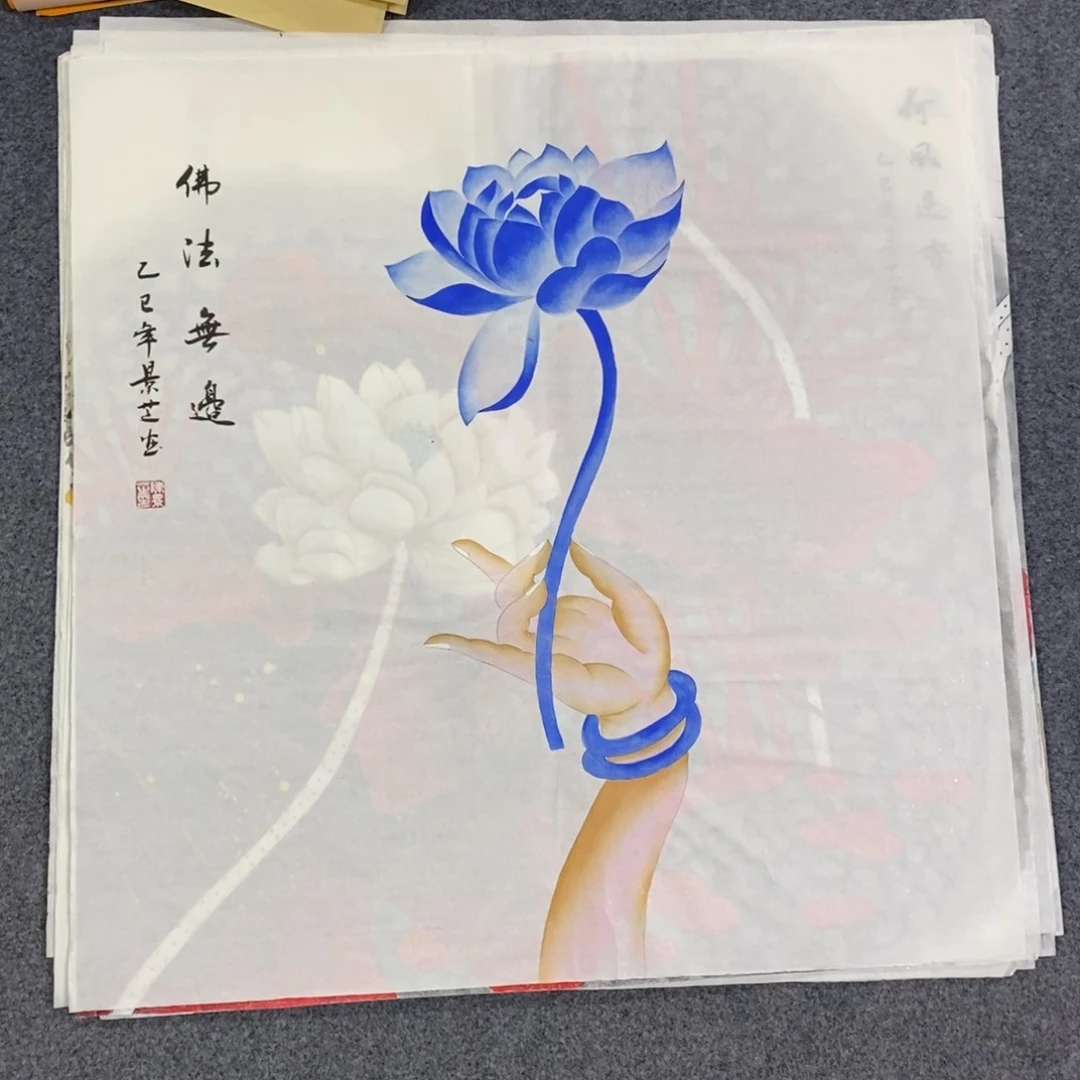 国画尺寸70✖️70工笔斗方手绘画