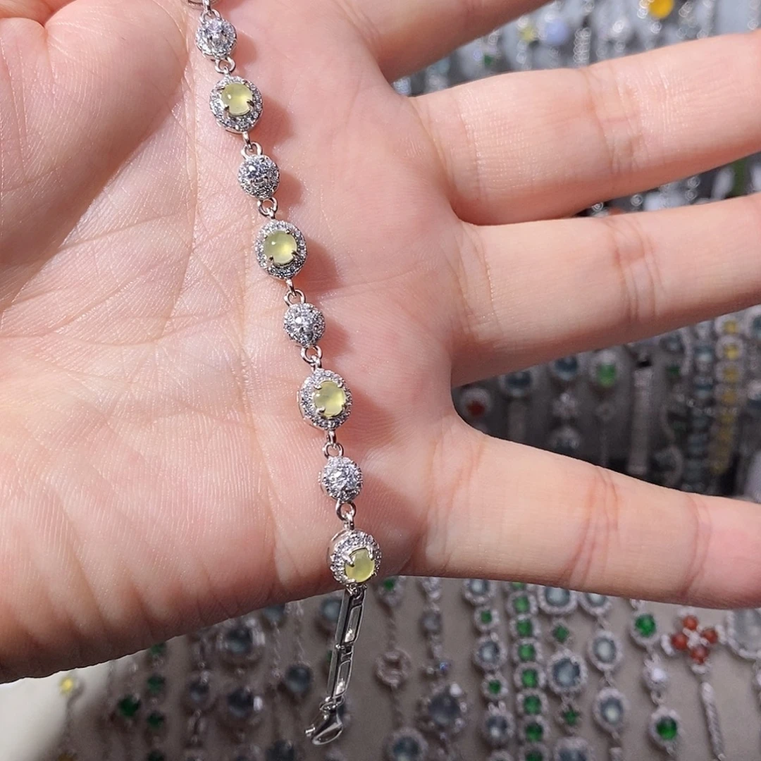 翡翠银S925镶嵌手链