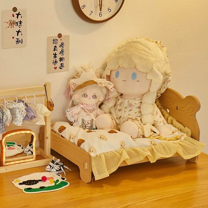 棉花娃娃的床40cm娃床公仔过家家小床家具用品30cm娃屋家居床木质