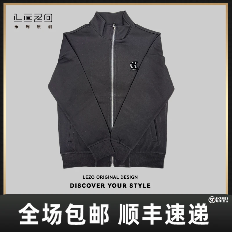 LEZO乐周原创秋季百搭商务休闲半高领时尚长袖外套 925318511黑色