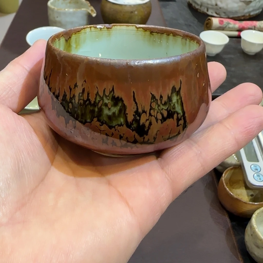 手作铁绘草木灰釉杯