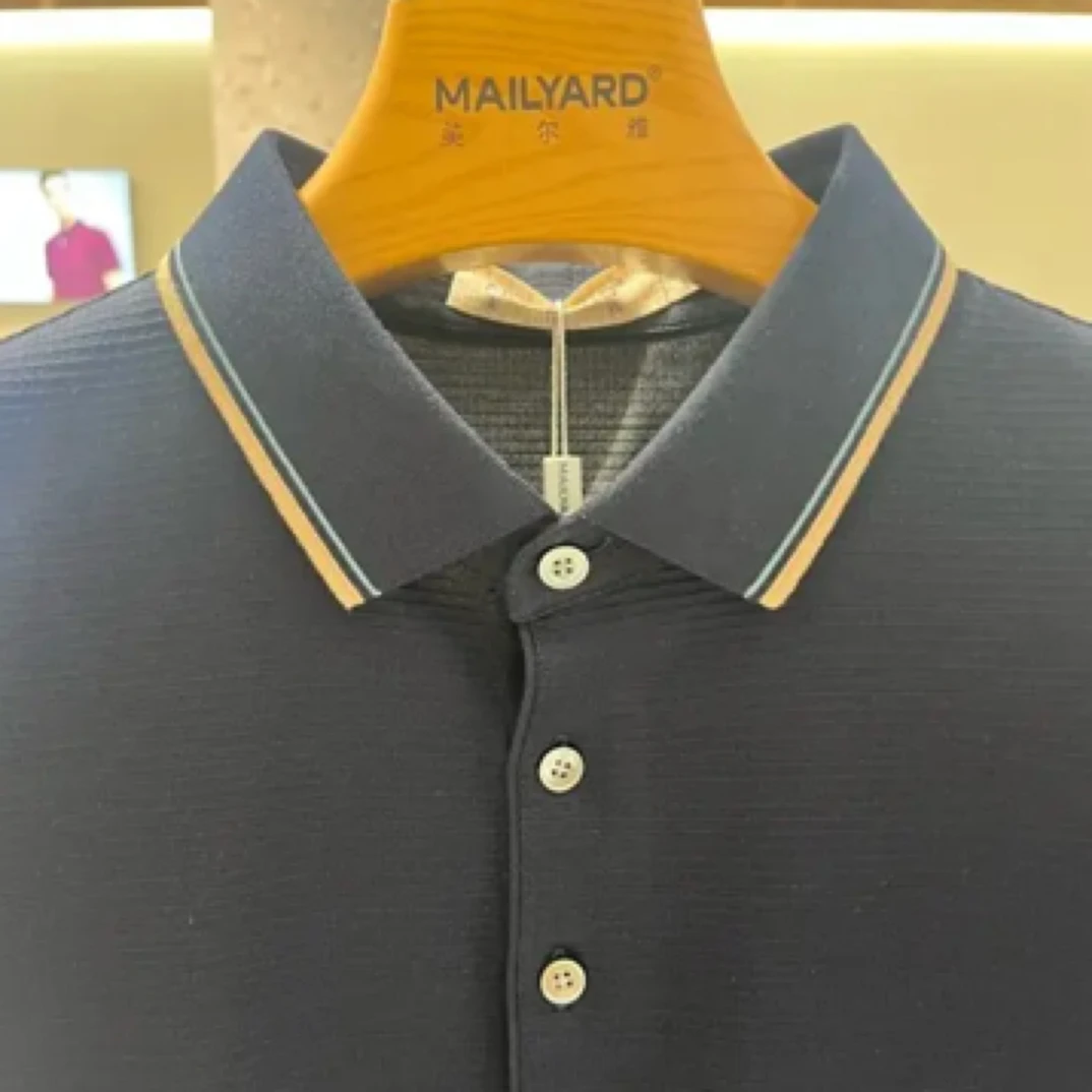 纽扣男常规款常规夏季中袖Polo衫春夏翻领男款上衣