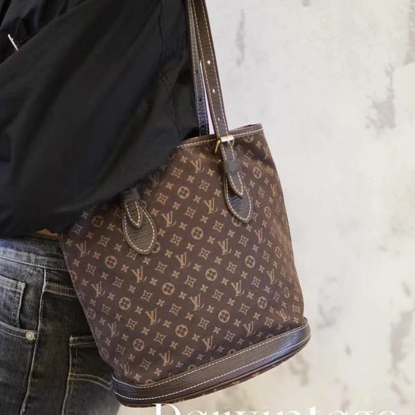 大吉中古/lv路易威登棕丹宁水桶单肩包