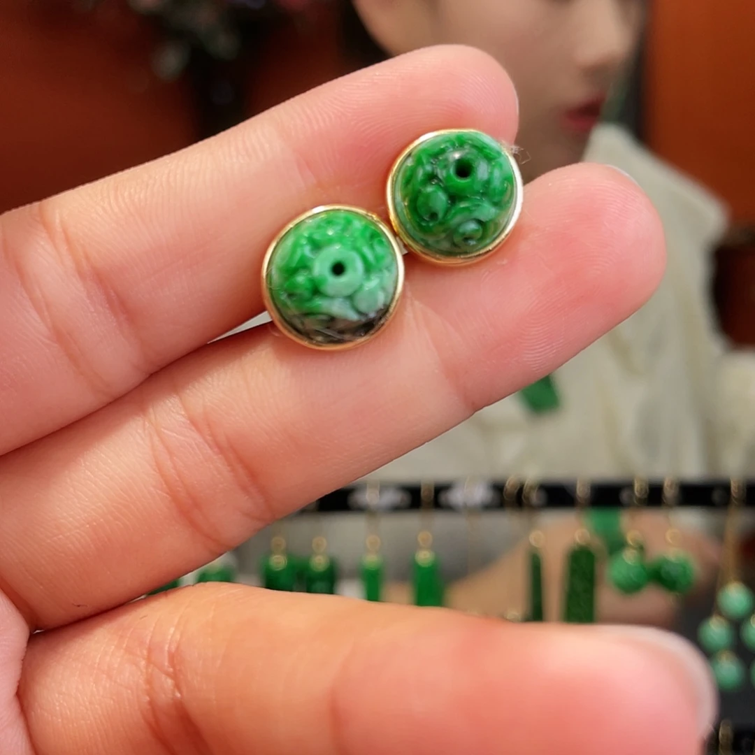 翡翠银S925镶嵌耳饰