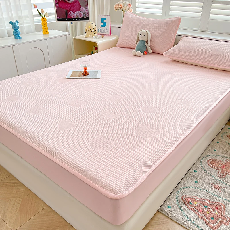 夏季冰丝凉席床笠款冰豆豆单件席子床罩席梦思床垫保护罩空调软席