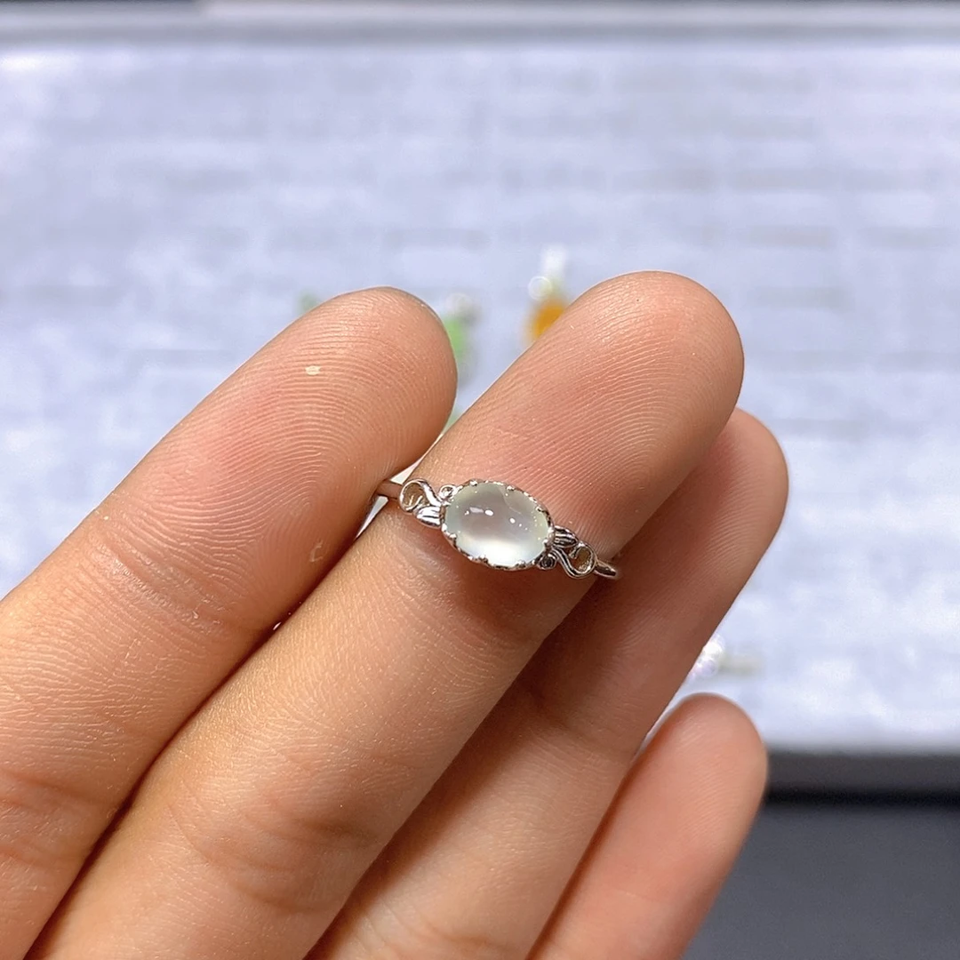 翡翠戒指银S925镶嵌43号