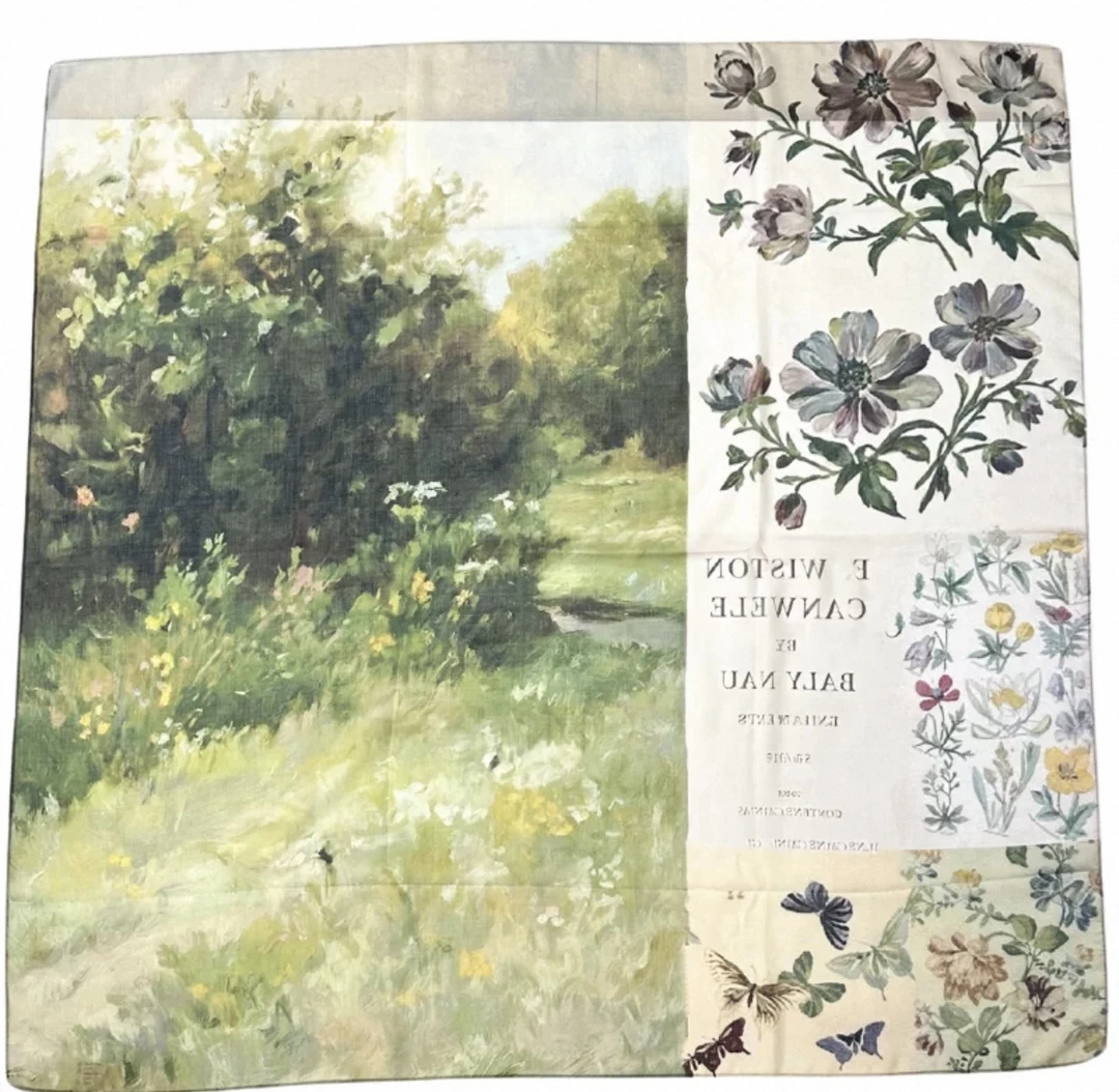 K (绿扣) p19【芳草】 新款丝绵110*110左右方巾夏季防晒方巾