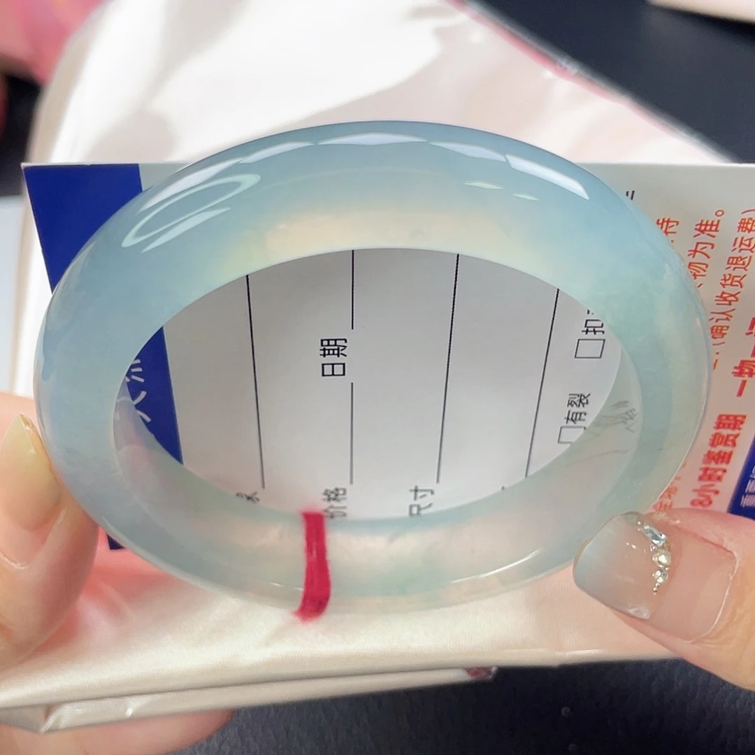 未镶嵌手镯翡翠10号高冰种蓝晴绿色种水强推12461