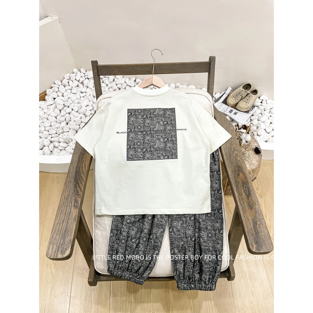 【现现】童装男童套装文艺复古2025夏季新款儿童两件套MMT821771