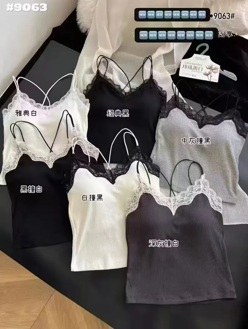 9063细带蕾丝拼接吊带背心