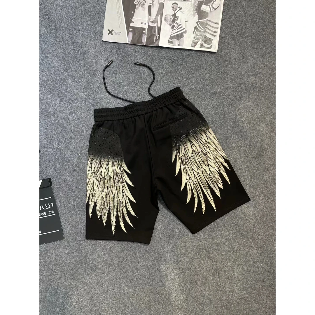 蕴格 11765端潮牌短裤男士夏季新款潮流烫钻半袖男款夏天体恤