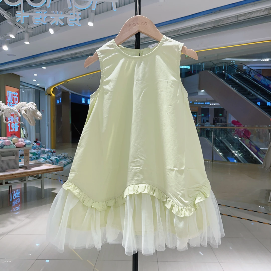 MOMOCO女童夏季甜美拼接棉布裙77680476007洋气连衣裙裙子儿童