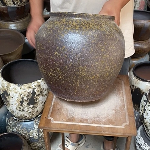 紫砂花盆口20高度28铁锈