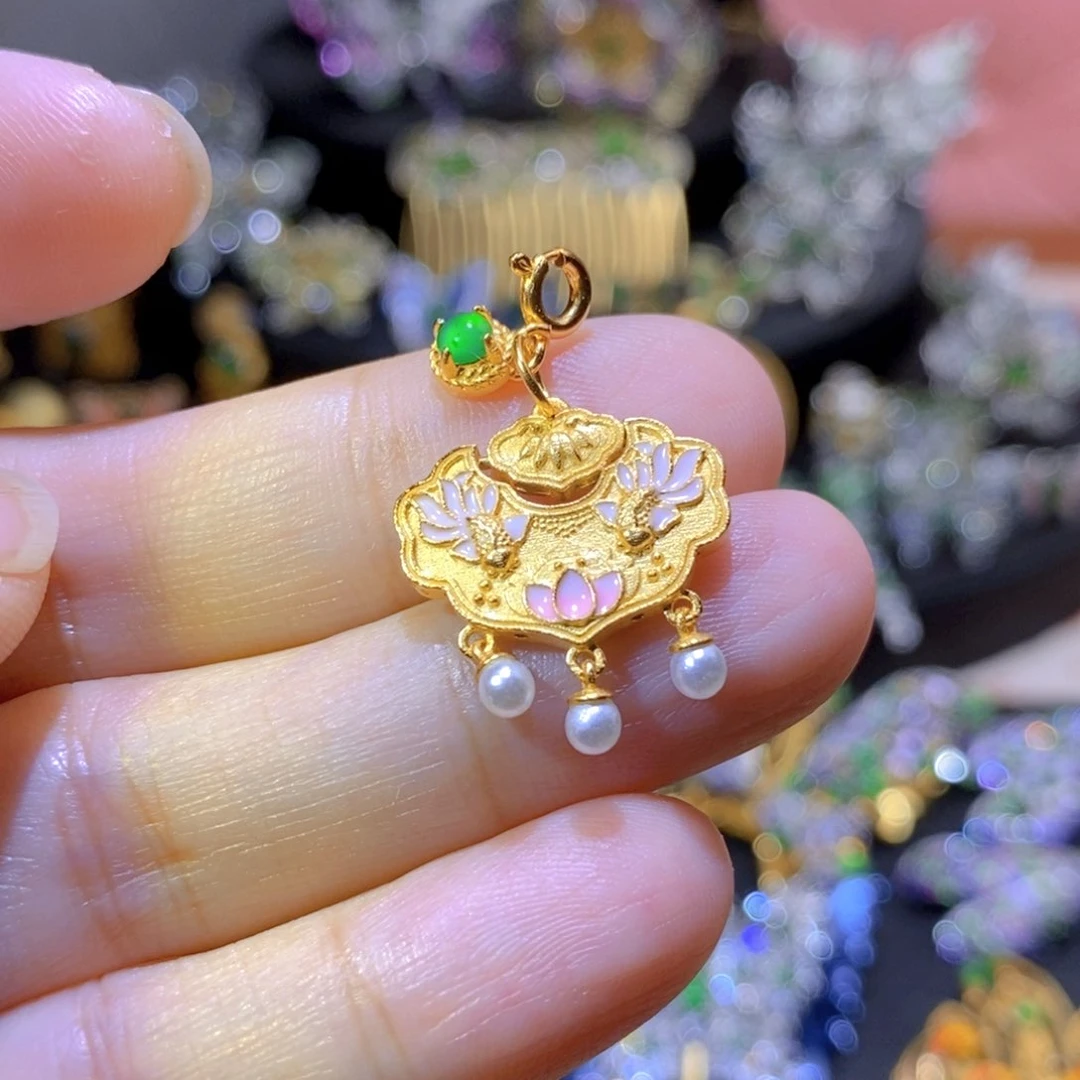 吊坠(不含链)银S925镶嵌翡翠